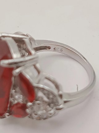 Anello Argento 925 Zirconi Rossi Bianchi bagno oro