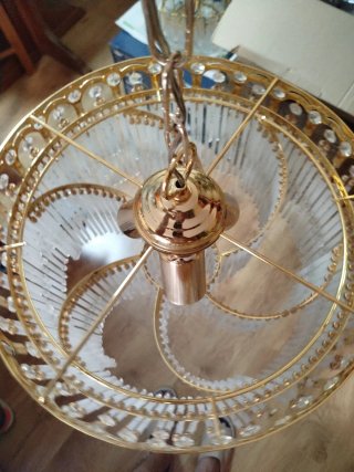 Lámpara Techo Vintage Cristal y Dorado