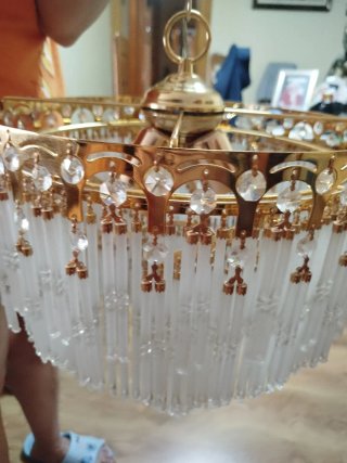 Lámpara Techo Vintage Cristal y Dorado