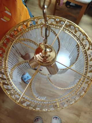 Lámpara Techo Vintage Cristal y Dorado