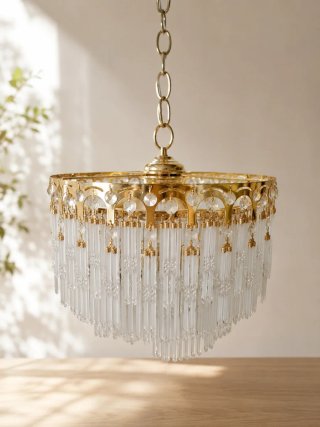 Lámpara Techo Vintage Cristal y Dorado
