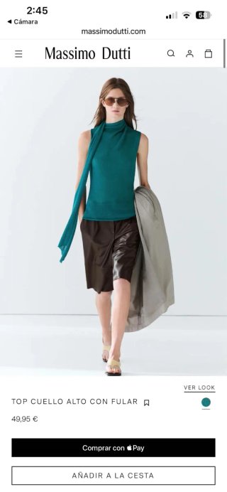 Top Massimo Dutti verde azulado S/L