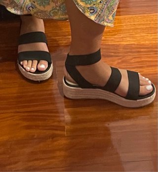 Sandalias negras plataforma esparto