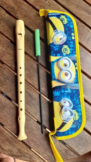 Flauta Hohner, limpiador y estuche Minions