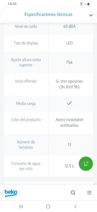 Lavavajillas Beko DVN05320X