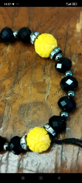 Bracciale elastico Sodini nero, giallo e argento