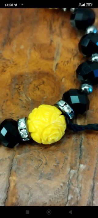 Bracciale elastico Sodini nero, giallo e argento