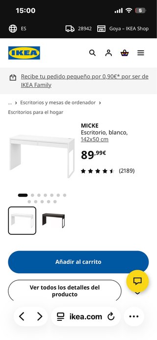 Mesa escritorio larga blanca IKEA