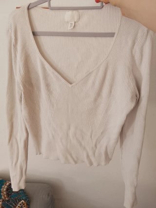 Talla XL, Sweater H&M V-neck, Off White