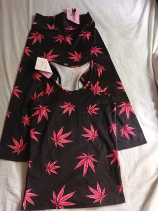 Conjunto deportivo mujer hojas rosa