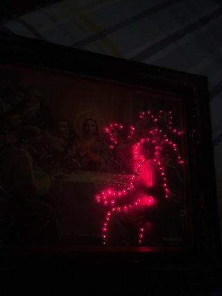 Cuadro La Última Cena con LED rojo buen estado