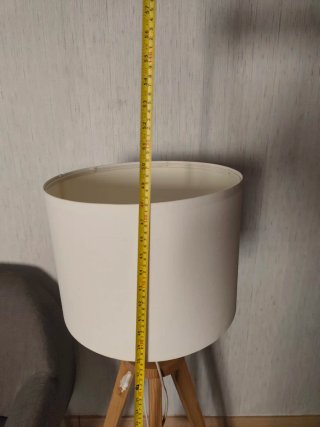 Lámpara de pie trípode madera y tela