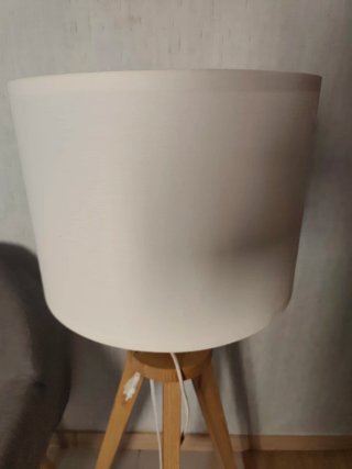 Lámpara de pie trípode madera y tela