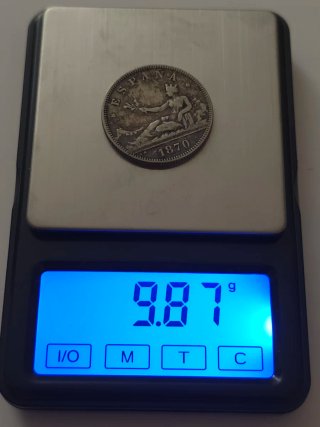 Moneda de plata 2 Pesetas 1870 España
