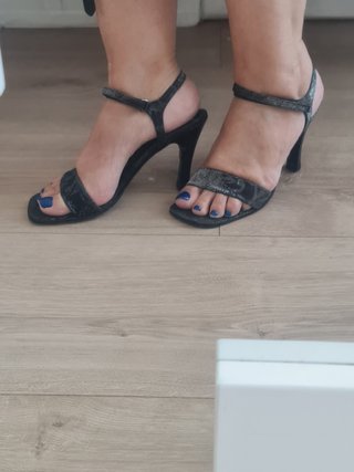 Sandalias Farrutx fiesta negro/plata T38