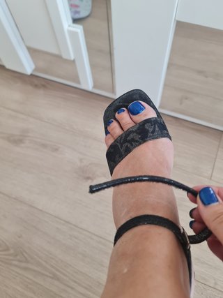 Sandalias Farrutx fiesta negro/plata T38