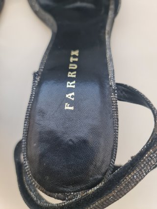 Sandalias Farrutx fiesta negro/plata T38