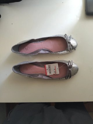 Bailarinas Zara plateadas lentejuelas lazo T38