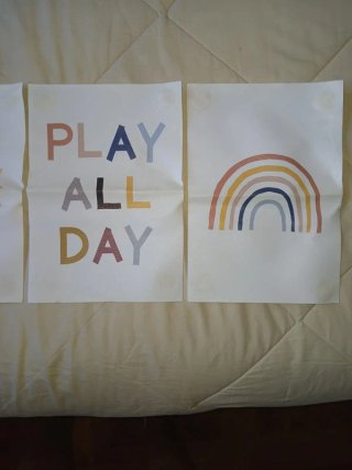 Conjunto 3 Quadros Sol, Arco-íris e Frase