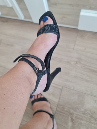 Sandalias Farrutx fiesta negro/plata T38