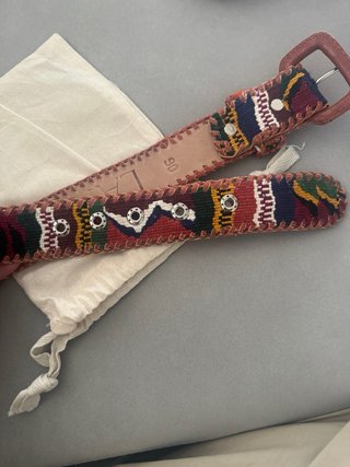 Cinturón de cuero trenzado multicolor