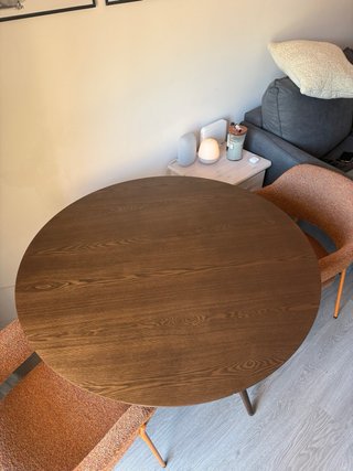 Mesa redonda de comedor de madera, 105 cm