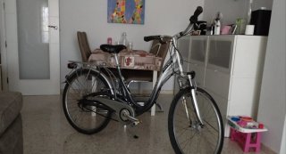 Bicicleta de paseo plateada