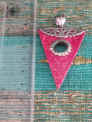 Colgante artesanal coral y plata ley