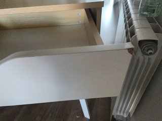 Escritorio madera y metal blanco