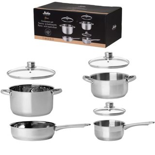 Set Batteria di Pentole di 7 Pezzi con Coperchio in Vetro