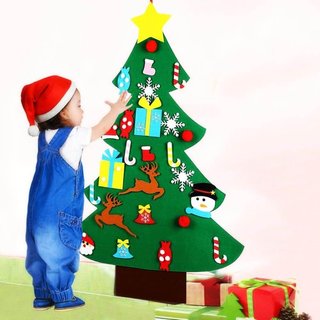 Albero di Natale per Bambini in Feltro da Parete con 26