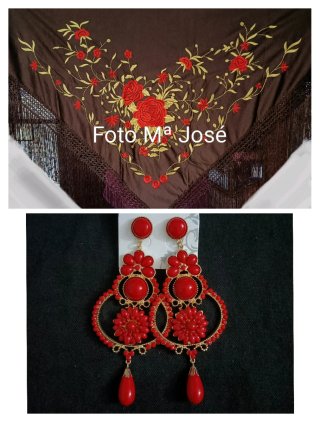 Mantoncillo flamenca y pendientes