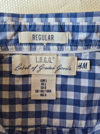 Camisa L.O.G.G. cuadros azul y blanco manga corta