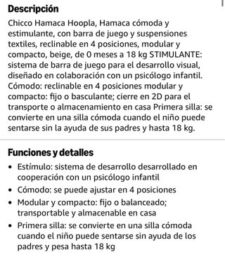 Hamaca Chicco Beige