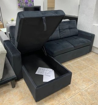 Sofá Cama Negro con Baúl