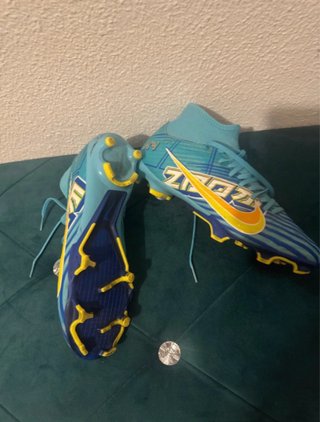 Zapatillas Fútbol Nike Mbappe Azul/Dorado