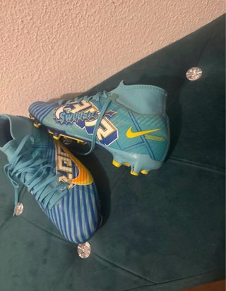 Zapatillas Fútbol Nike Mbappe Azul/Dorado