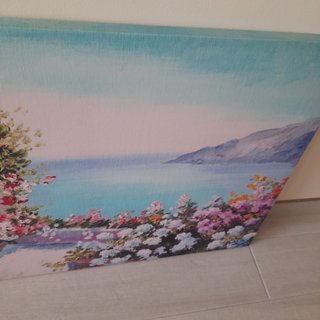 Cuadro Mediterráneo Flores y Mar 80x54 regalo