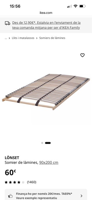 Somier IKEA LÖNSET 90x200 cm
