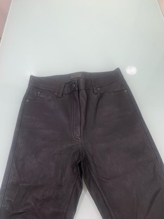 Pantalón de piel Massimo Dutti marrón