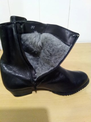 Botines piel mujer negros con borrego interior