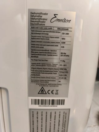 Deshumidificador Emelson ARIA 50L/día
