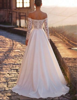 Vestido de Novia Talla S/M Encaje Largo