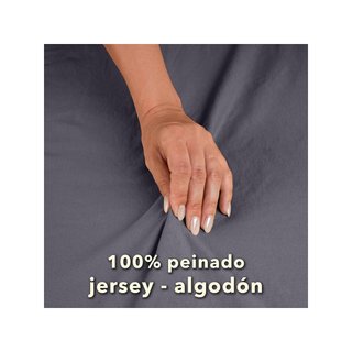 Sábana bajera ajustable algodón gris