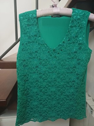 Canotta/top elegante pizzo verde