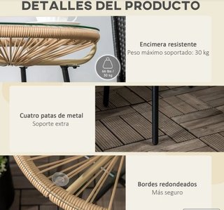 Tavolo Ausiliare in Rattan Sintetico