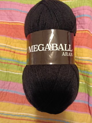 3 Mega Ovillos Lana  acrílica Negro, Blanco y gris