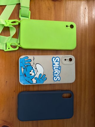 3 carcasas de móvil (Smurfs, verde, azul)