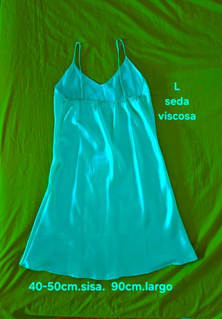 Camison corto seda tirante ajustable verde satin L