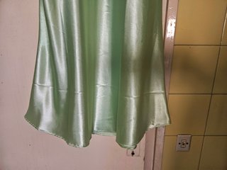 Camison corto seda tirante ajustable verde satin L
